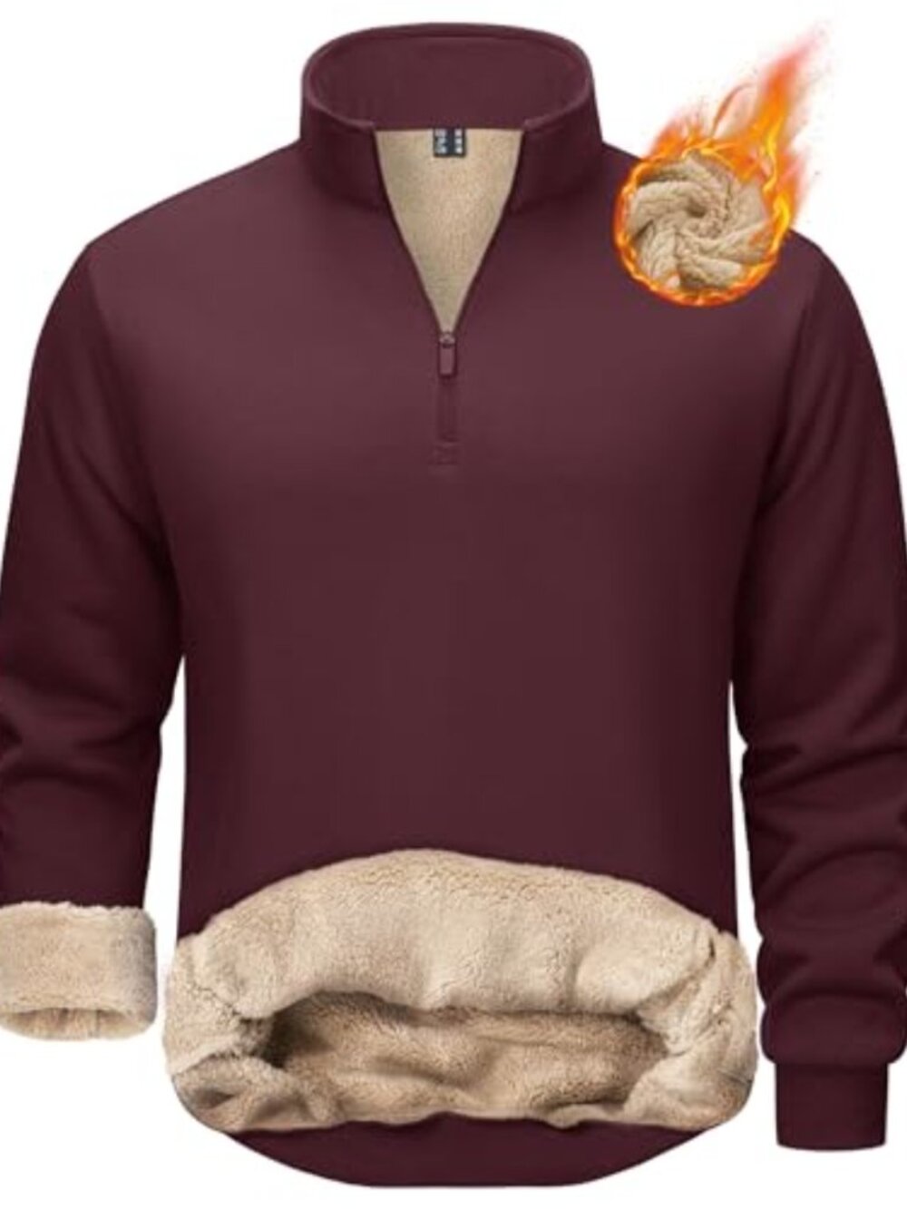 Men's Quarter Zip Sherpa Fleece Pullover Sweatshirt Thermal Winter Warm